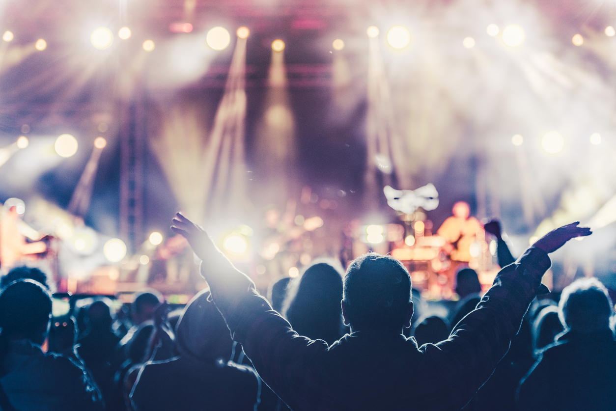 cheering crowd at rock concert